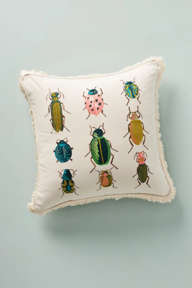 Rifle Paper Co. x Loloi Beetles and Bugs Embroidered Pillow