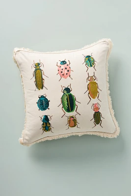 Rifle Paper Co. x Loloi Beetles and Bugs Embroidered Pillow