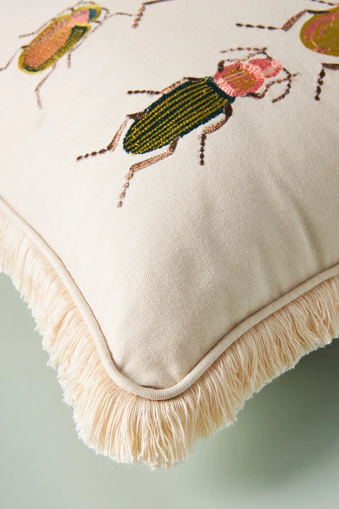 Rifle Paper Co. x Loloi Beetles and Bugs Embroidered Pillow