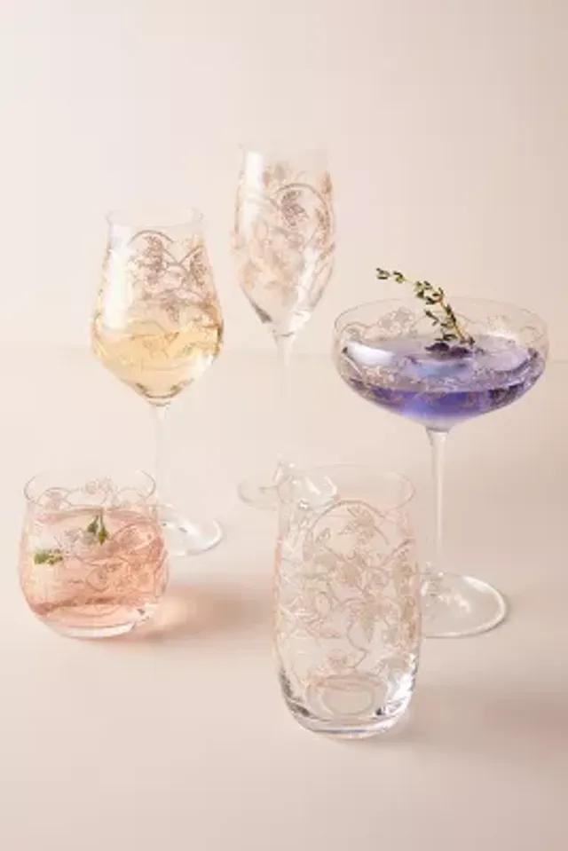 Finesse Grid Crystal Drinking Glasses - Set of 4