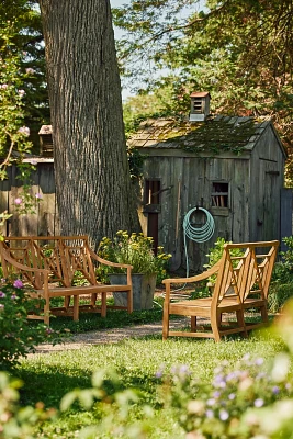 Fretwork Teak Three-Seat Garden Bench