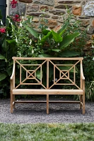 Fretwork Teak Two-Seat Garden Bench