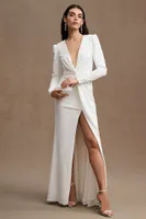 Tadashi Shoji Dawson Long-Sleeve Crepe Wedding Gown