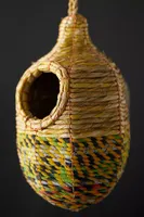 Recycled Sari Fabric + Seagrass Bird House, Oval