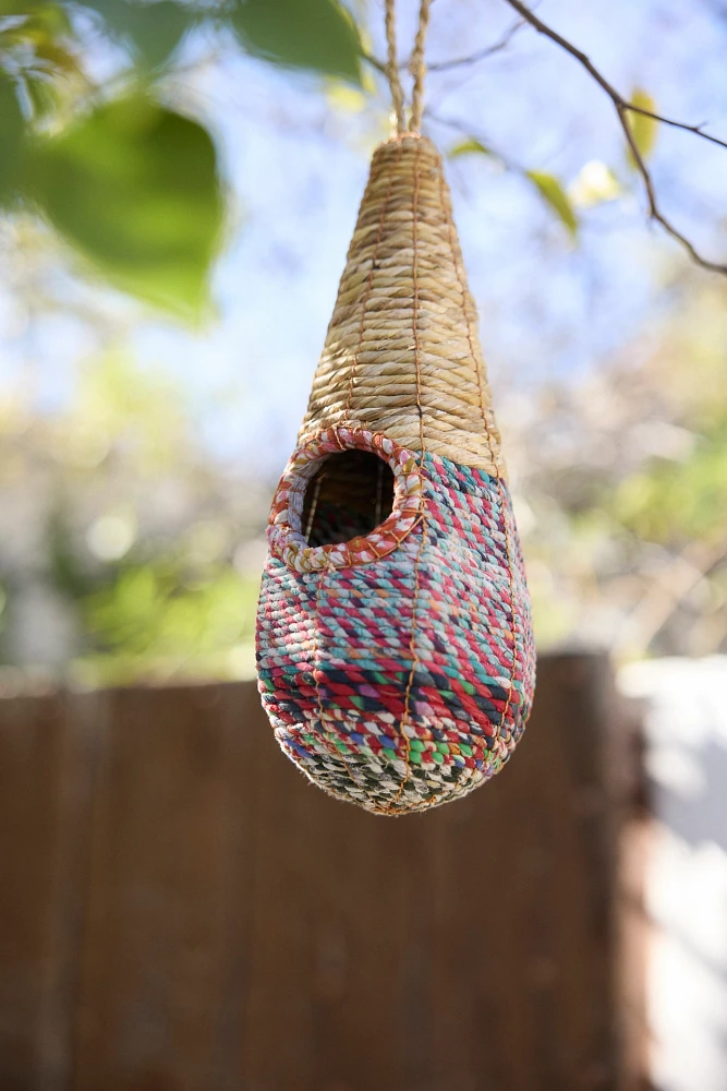 Recycled Sari + Seagrass Bird Nest, Raindrop