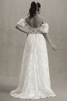 Willowby by Watters Lilia Puff-Sleeve Lace Empire Wedding Gown