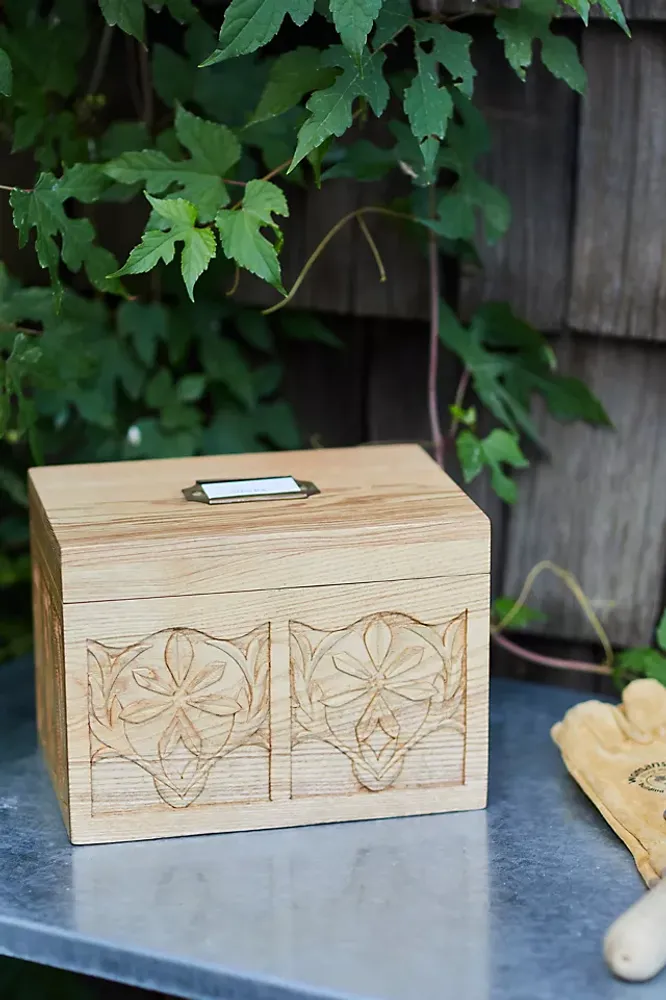 Hand Carved Seed Storage Box