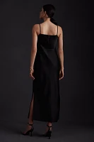 BHLDN Cali Satin Cowl-Neck Midi Slip Dress