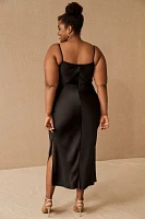 BHLDN Cali Satin Cowl-Neck Midi Slip Dress