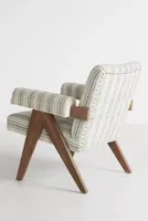 Boro Stripe Ashton Upholstered Teak Accent Chair