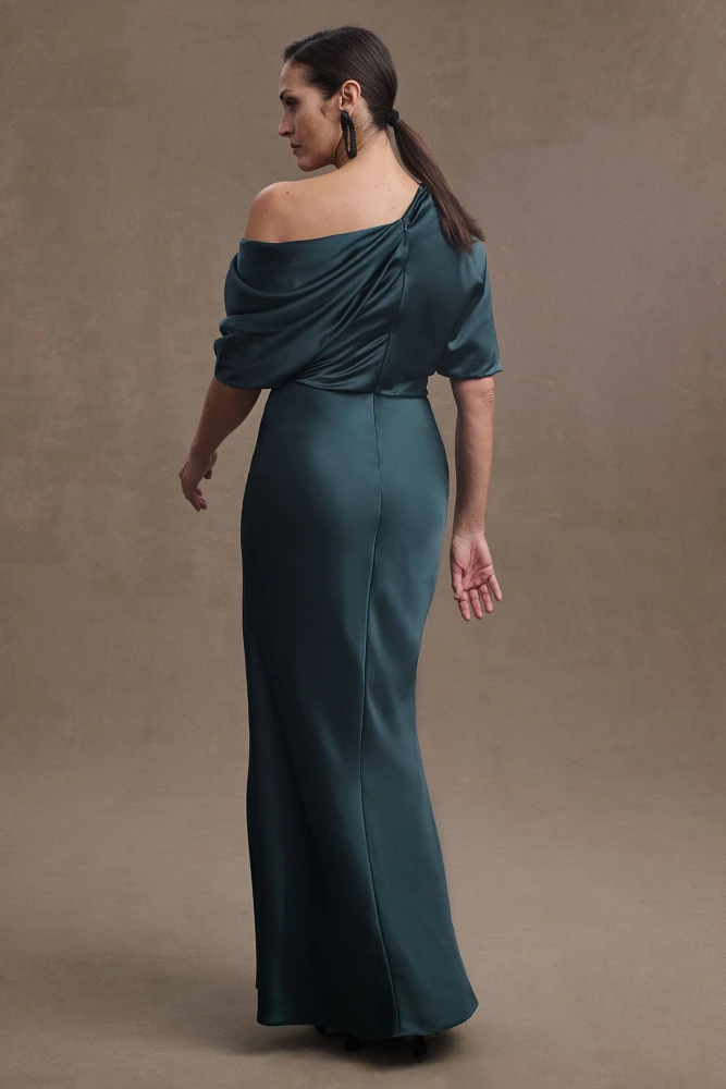 Amsale Pryce Off-Shoulder Satin Column Gown