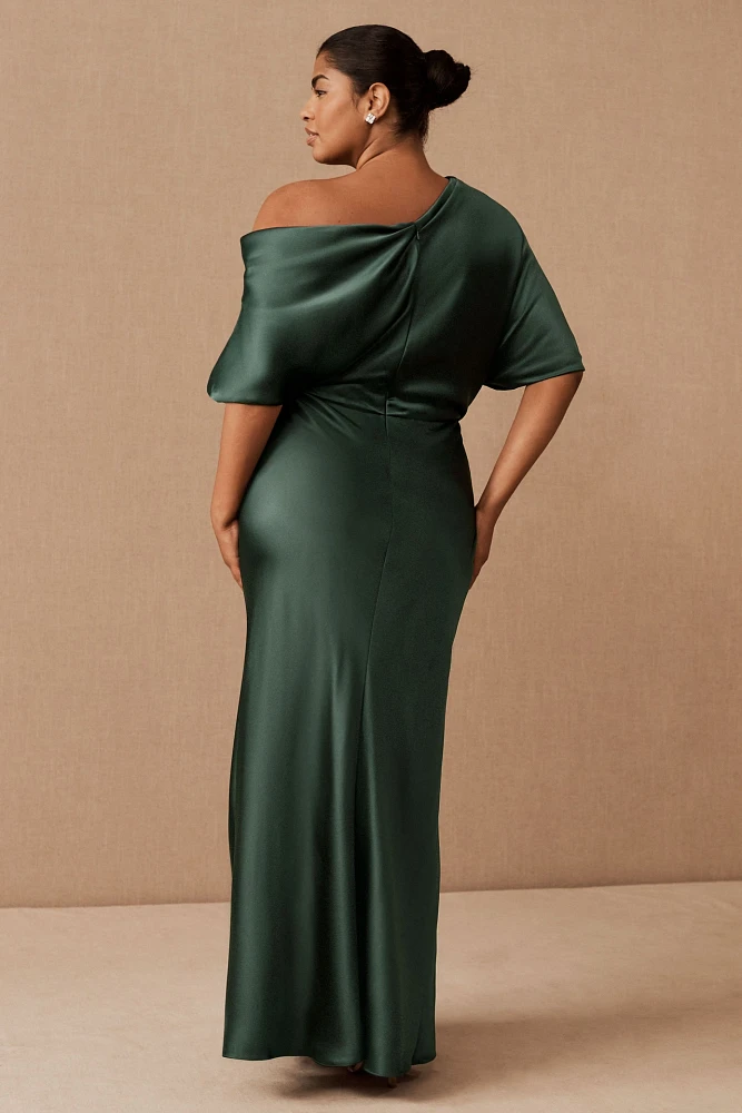 Amsale Pryce Off-Shoulder Satin Column Gown