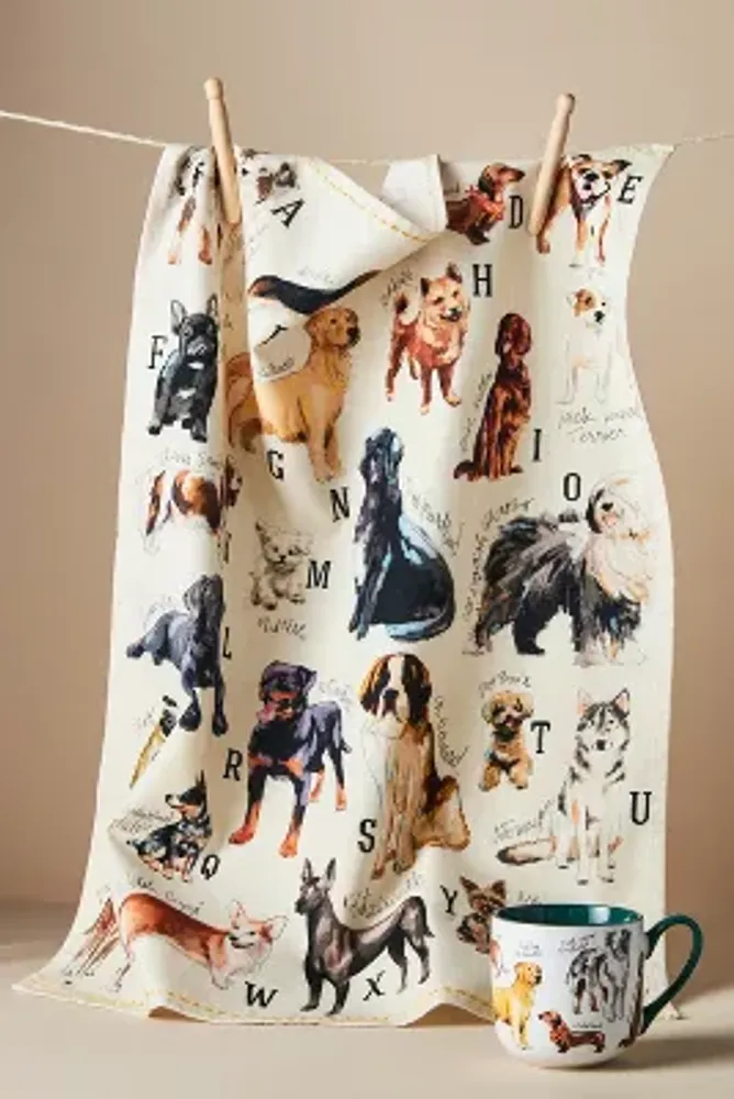 Dog Breeds A-Z Dish Towel