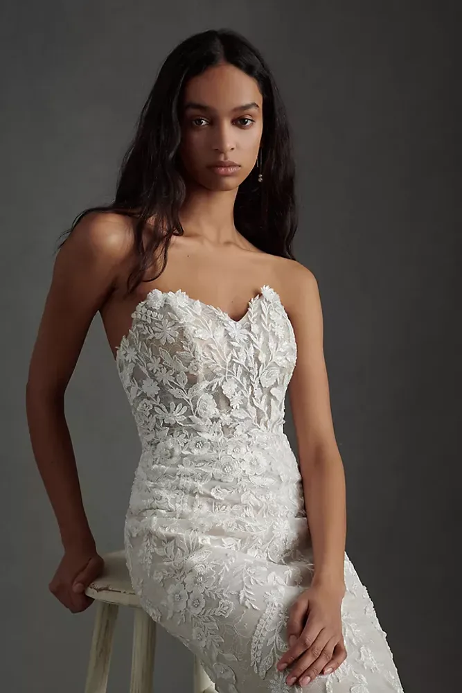 Wtoo by Watters Bettina Strapless Corset All-Over Lace Wedding Gown