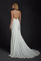 Jenny by Yoo Marnie Bias-Cut Satin V-Neck Scoop-Back Wedding Gown