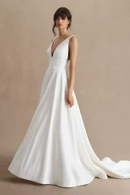 Jenny by Yoo Charlotte V-Neck Open-Back Wedding Gown