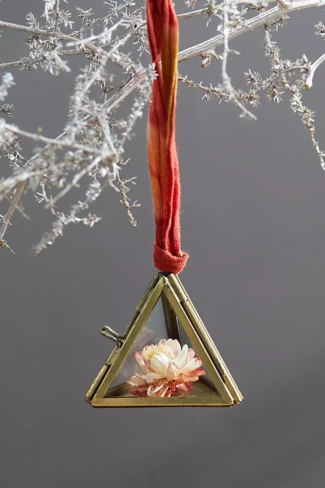 Brass + Glass Pyramid Ornament