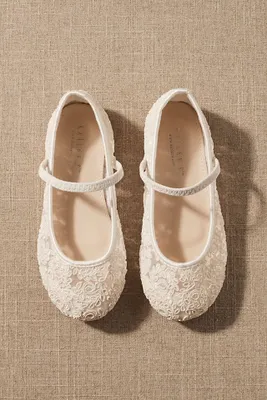 Kailee P. Pas Lace Crochet Mary Jane Flower Girl Flats