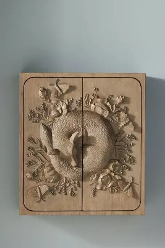 Handcarved Land & Sky Wall Cabinet
