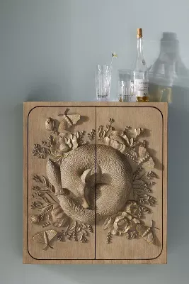 Handcarved Land & Sky Wall Cabinet