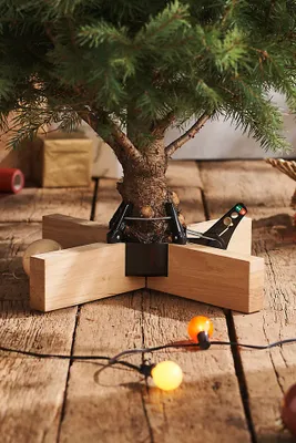 Oak + Steel Foot Pedal Christmas Tree Stand