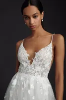 Willowby by Watters Whitney V-Neck Lace Applique Tulle A-Line Wedding Gown