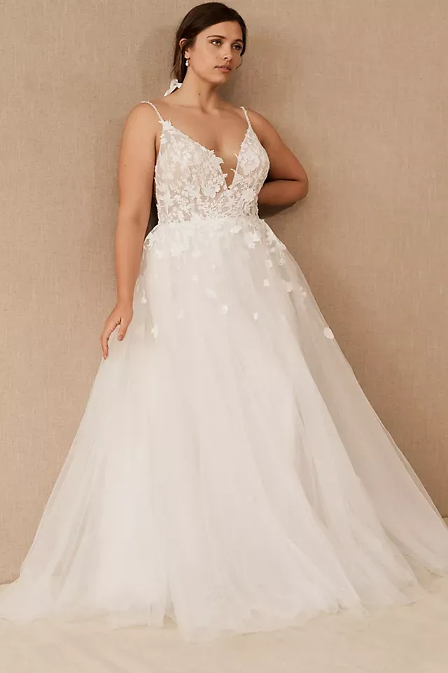 Watters Willowby by Watters Abigail Square-Neck A-Line Appliqué Wedding Gown