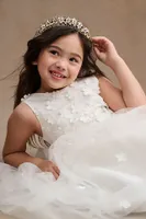 Princess Daliana Carrie Floral Applique Low-Back Tulle Flower Girl Dress