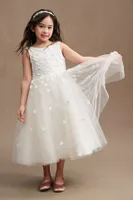 Princess Daliana Carrie Floral Applique Low-Back Tulle Flower Girl Dress