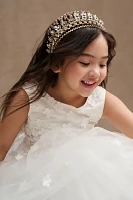 Princess Daliana Carrie Floral Applique Low-Back Tulle Flower Girl Dress