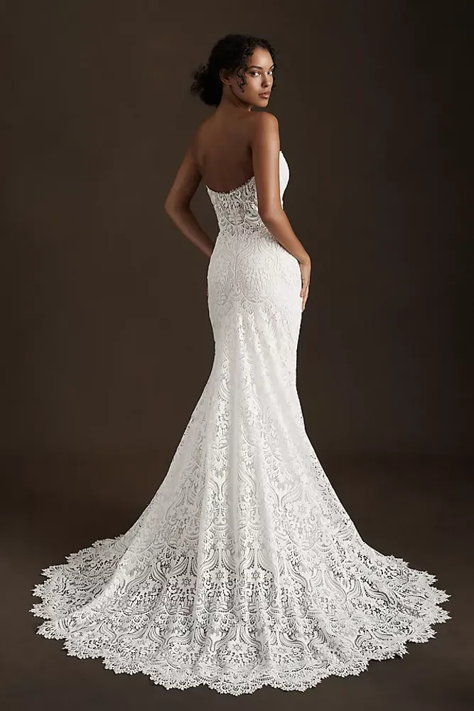 Willowby by Watters Yesenia Strapless Lace Sheath Wedding Gown