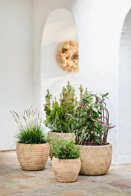 Antiqued Ring Ceramic Jar Planter