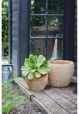 Antiqued Ring Ceramic Jar Planter, 15"