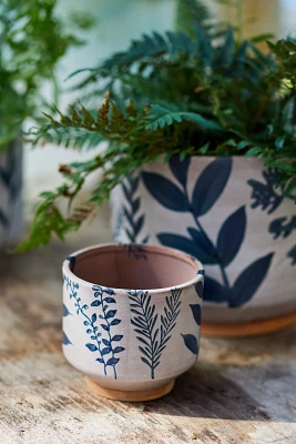 Indigo Floral Footed Planter