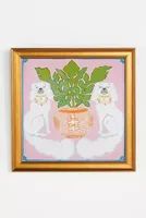 White Dogs On Pink Wall Art
