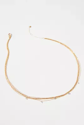 Nicha Gold-Plated Diamond & Layered Chain Necklace