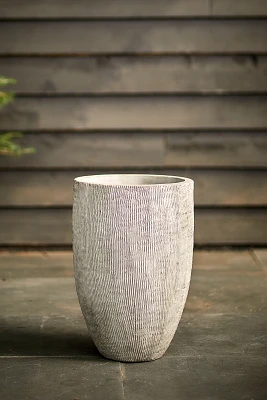 Fiber Concrete Textured Tall Planter, 14"