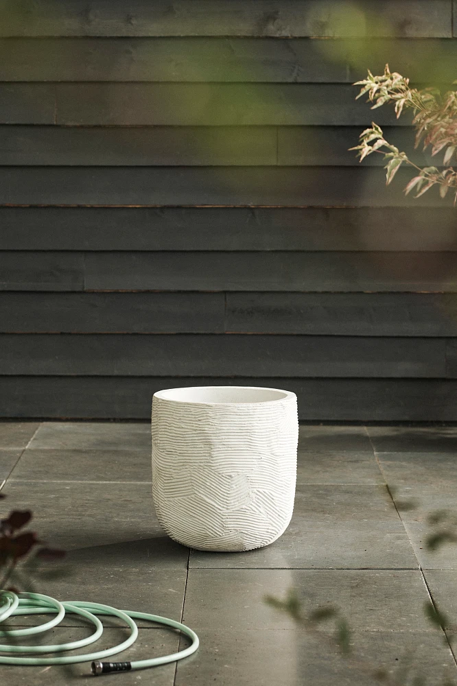 Fiber Concrete Textured U Planter, 15"