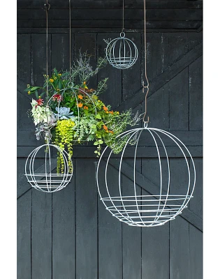 Zinc Sphere Hanging Basket, 23"