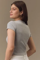The Blair Stretch Cotton Short-Sleeve Baby Tee by Maeve: Cropped Edition