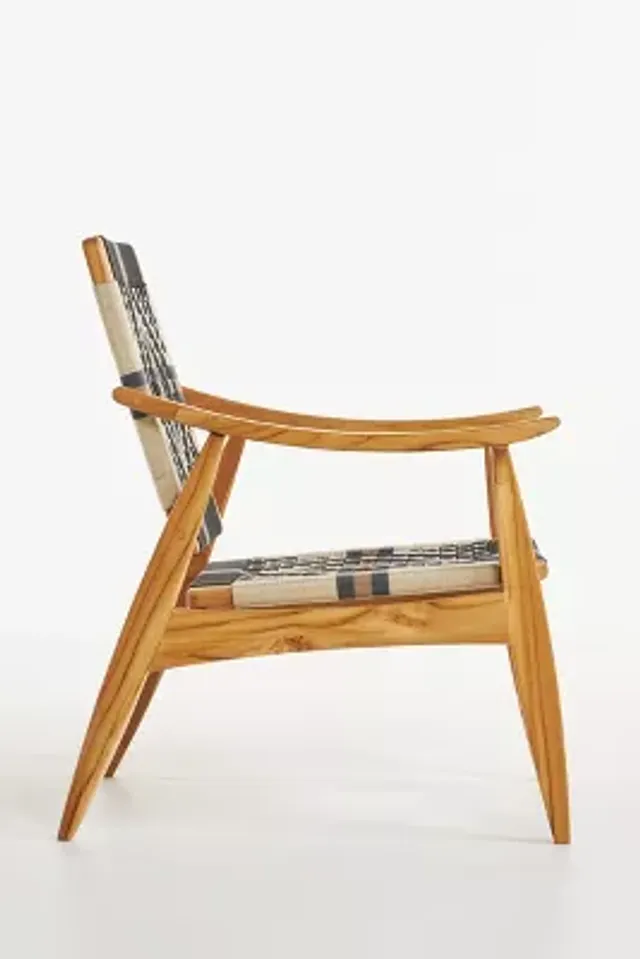 BELT Lounge Chair in Reclaimed Teak and Black Leather