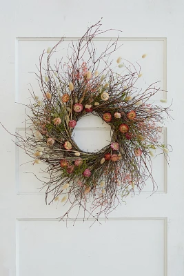 Preserved Caspia, Strawflower + Spanish Moss Wreath