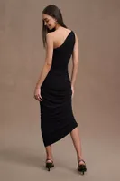 Norma Kamali Diana One-Shoulder Ruched Midi Dress
