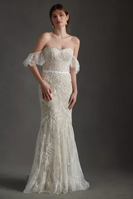 Willowby by Watters Mila Off-The-Shoulder Lace Mermaid Gown