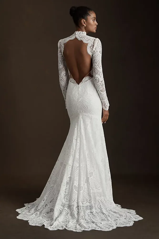 Willowby by Watters Orianna High-Neck Open-Back Lace Wedding Gown