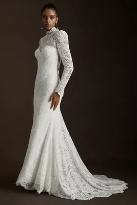 Willowby by Watters Orianna High-Neck Open-Back Lace Wedding Gown