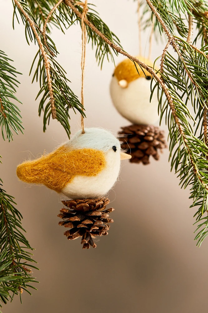 Love Birds on Pinecones Ornaments, Set of 2