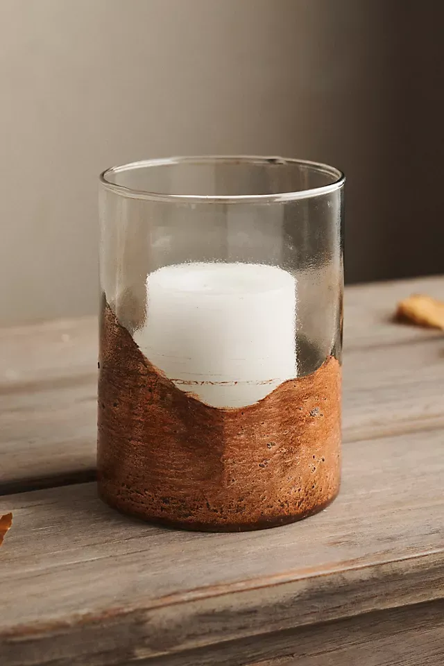 Anthropologie Ribbed Glass Candle Holder