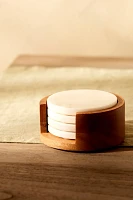 Marble Coasters + Wood Holder