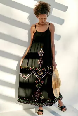 By Anthropologie Embroidered Maxi Dress